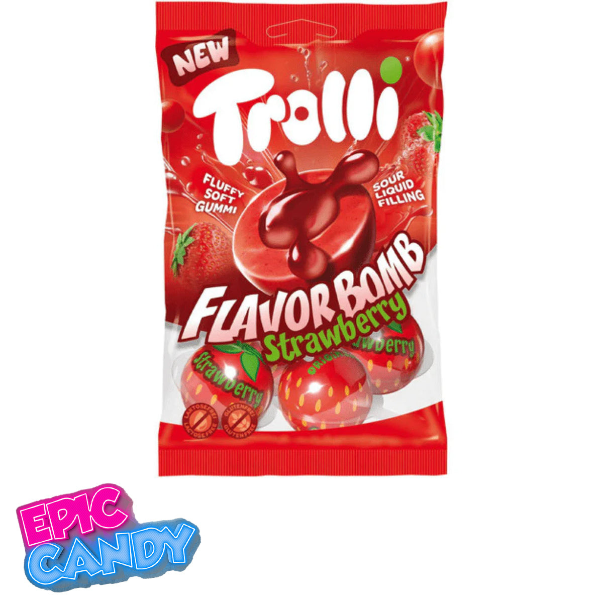 Trolli Strawberry Flavour Bomb — 75 g x 4 (Pack of 4)