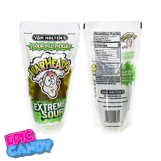 Van Holten’s Jumbo Warheads Pickle – Extreme Sour Dill | USA Import Giant Pickle in a Pouch 28g
