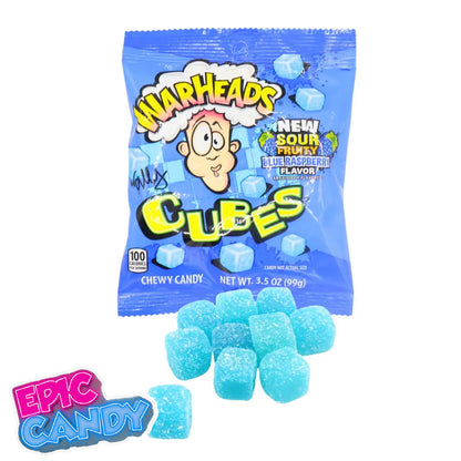 Warheads Blue Raspberry Cubes Bag 99g