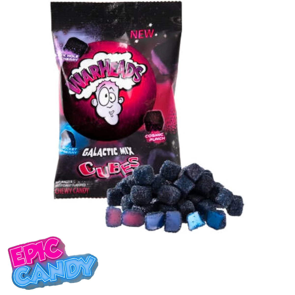 Warheads Galactic Mix Cubes — Peg Bag 127 g