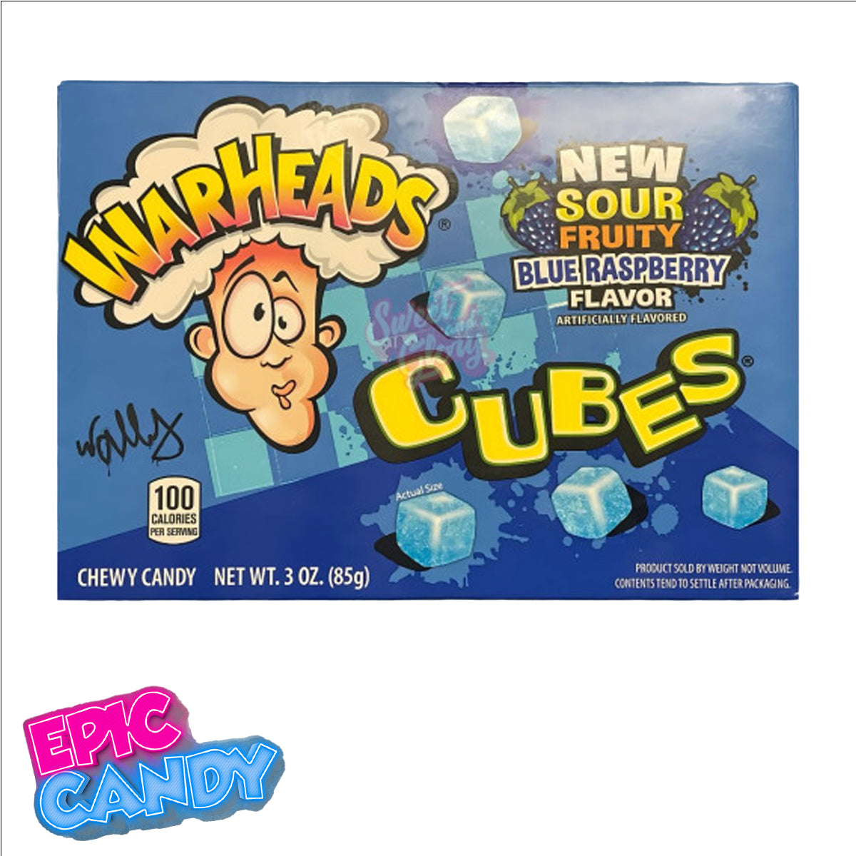 Warheads Cubes — Sour Fruity Blue Raspberry (Theatre Box, 85g)